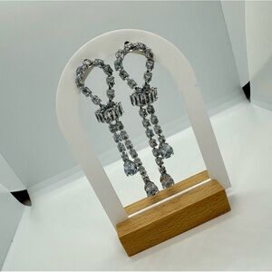 Dramatic 3” Crystal Chandelier Drop Earrings | S925 Post | Silver Tone